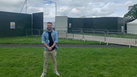 James Taylor outside the festival gates