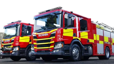 Two Derbyshire Fire and Rescue Service fire engines