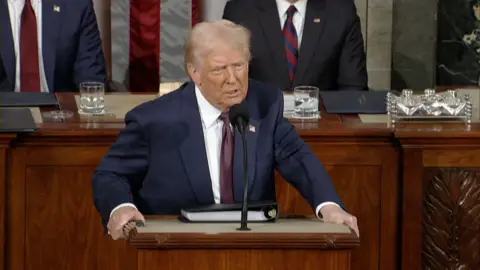 US President Donald Trump addressing Congress