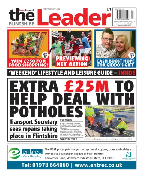 The Flintshire Leader Front page of The Flintshire Leader. 