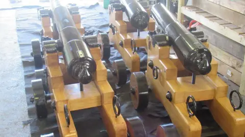 Government of Jersey Behind of the refurbished cannon