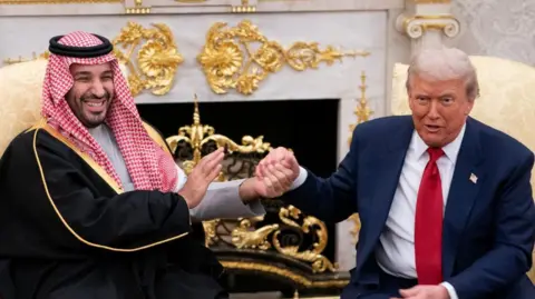 US President Donald Trump meets with Saudi Crown Prince Mohammed bin Salman