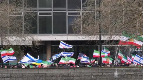 PA Media People at a counter-protest against the annual protest rally by pro-Palestinian group Al Quds, in central London.