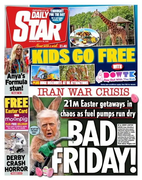 The headline on the front page of the Daily Star reads: "Bad Friday."