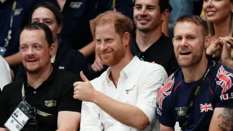 PA Media Prince Harry watches the Invictus Games