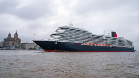 PA Media Cunard's Queen Anne sailing into the Mersey ahead of a naming ceremony at Liverpool Pier Head