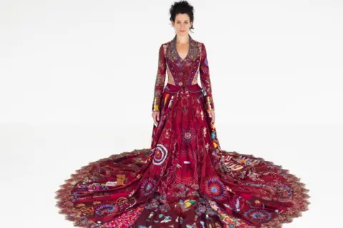 embroidery in dress Ivory Maxi Dress with Floral Embroidery main image 1