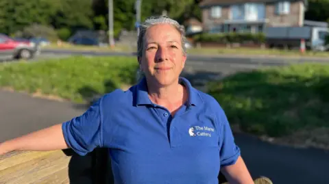 BBC/George Carden Rachel Bell standing by the A27 in Lancing