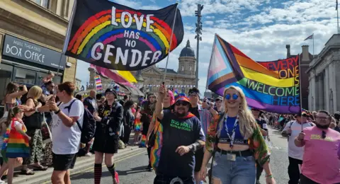 BBC Pride crowd in the city centre