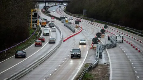Cars leaving the contraflow of Op Brock on M20