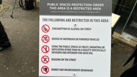 Ollie Conopo/BBC Public Space Protection Order notices in Rushden