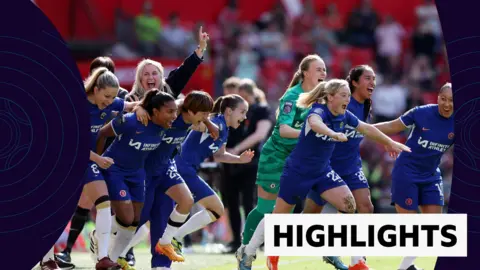 Chelsea Women's team celebrating 