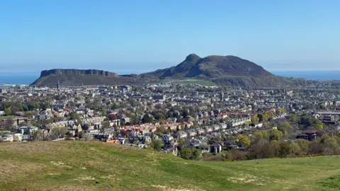View of Edinburgh with Arthur's Seat in the background