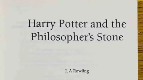 Hansons Auctioneers Harry Potter proof copy with author's name as 'J.A. Rowling'