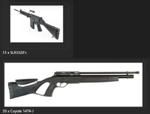 Black and white images of two rifles