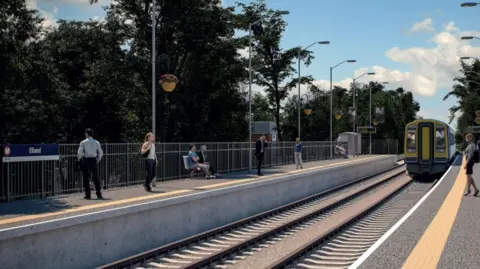 An artist's impression of a platform at the new station