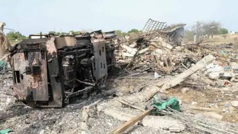 Reuters A view of the damaged army deport in N'Djamena lasts at a military ammunition depot in N'Djamena, Chad June 19, 2024.