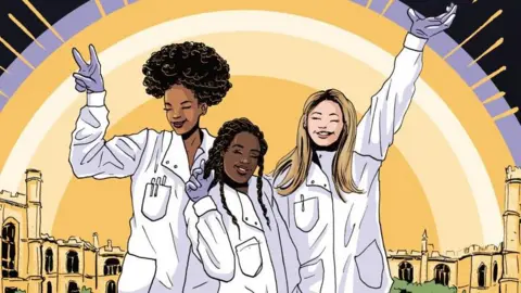 Drawing of women scientists