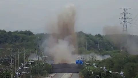 Road blows up in North Korea