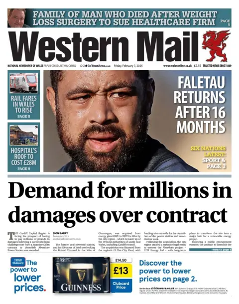 Western Mail Front page of the Western Mail