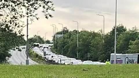 Eddie Mitchell A long queue of traffic leading to Gatwick airport