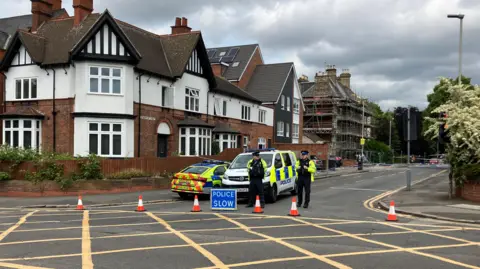 Crime scene in Leicester city centre