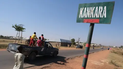 A Kankara town road sign