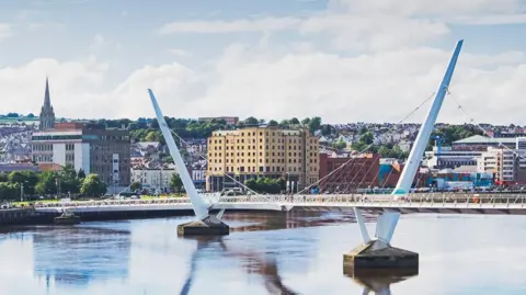 Getty Images The Peace bridge spanning the river foyle with a view of the cityside, including the guildhall and city hotel.