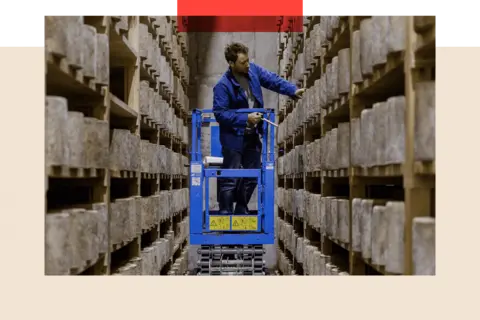 Getty Images Image of cheesemaker Tom Calver in his storeroom