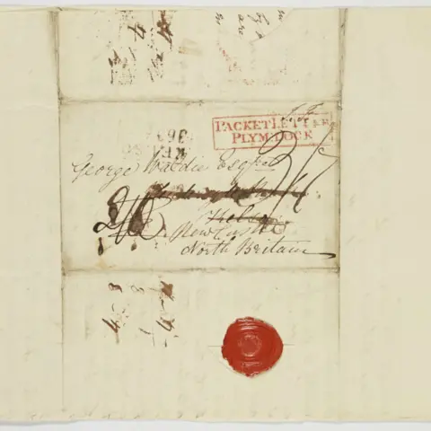 NRS an old letter with a red wax stamp under the address