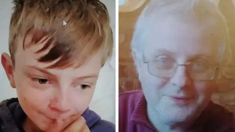 Police Scotland Richie Parry and his father Tom in side by side photos. These are close up snaps of their faces with no background. Richie is wearing a blue top and his father a purple one.