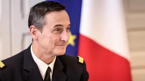 Reuters The French Chief of the Defence Staff Fabien Mandon participates in a video conference meeting of the Coalition of Volunteers at the Elysee Palace in Paris