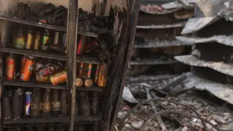 Reuters A burnt out refrigerator after a wildfire in France