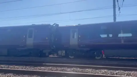 A section of the train which appears to have crashed 