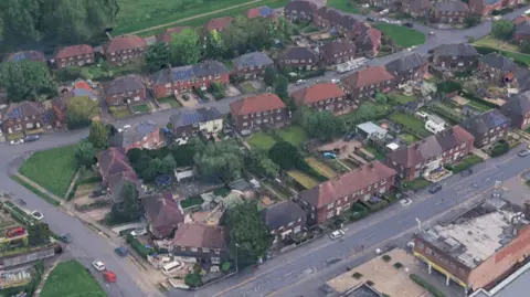 Google Aeria view of council housing in Bentilee, Stoke-on-Trent