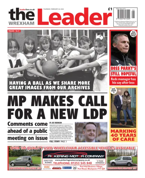 Wrexham Leader Front page of the Wrexham Leader