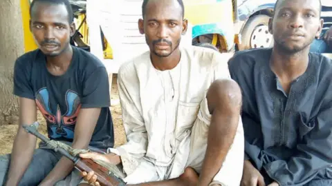 Nigeria Police Force Three men arrested in a crackdown down on kidnapping gangs