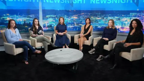 From left to right: Jena-Lisa Jones, Wendy Pesante, Victoria Derbyshire, Joanna Harrison, Chauntae Davies and Lisa Phillips