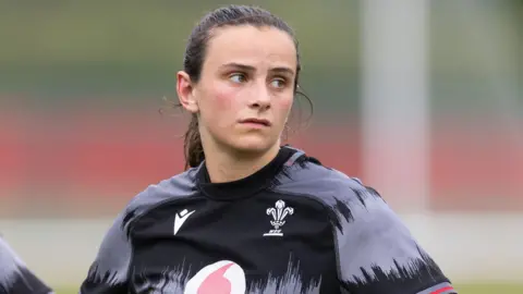 Branwen Metcalfe during a Wales training session