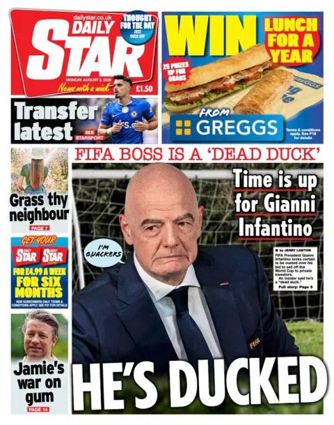 "He's ducked" reads the headline on the front page of the Daily Star.