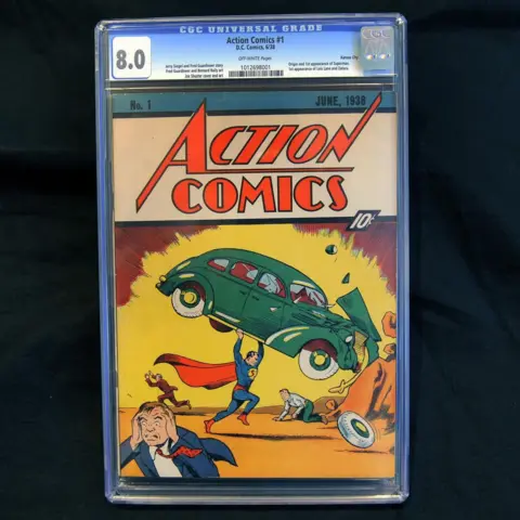 Wilson/Metropolis Collectibles Inc, via Getty Images Action Comics No 1 in its protective casing.