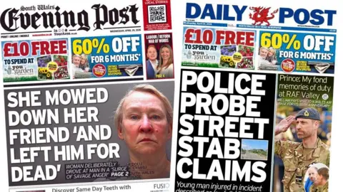 South Wales Evening Post and Daily Post front pages