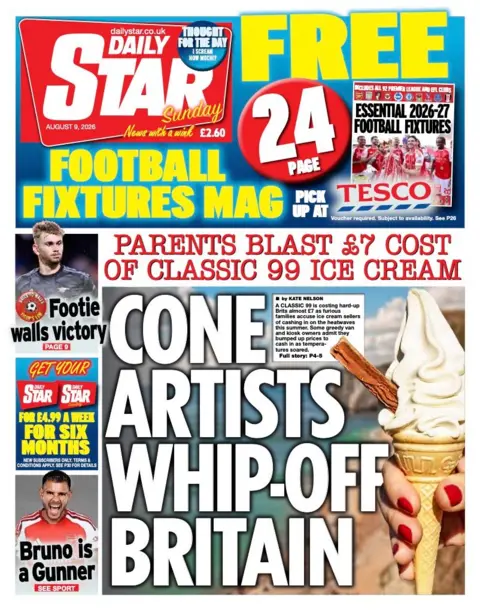 The headline on the front page of the Daily Star reads: “Cone artists whip-off Britain”.