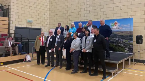 BBC Labour celebrating its win in Blaenau Gwent