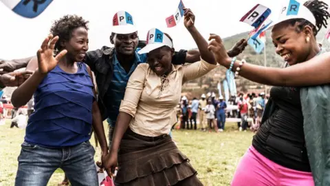 AFP Supporters of the ruling party celebrate in 2017