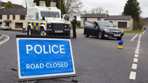 Police attending the scene near Camlough Lake