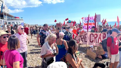 Sewage protestors in St Leonards