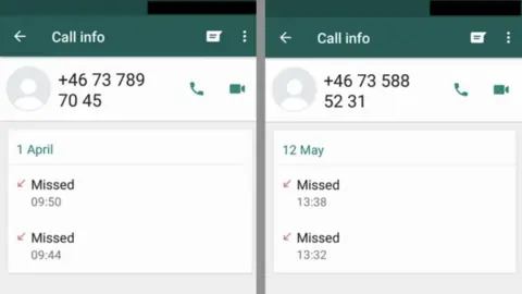AFP Missed calls on one genuine victim's phone.