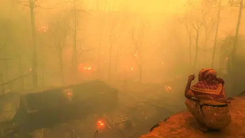 Sahat Zia Hero/Rohingyatographer A fire at a refugee camp