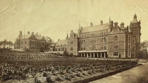 A sepia image of a hospital about 200 years ago 